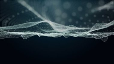 Parçacık dalga nesnesiyle gelecek video animasyonu yavaş çekimde, 4096x2304 döngü 4K