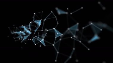 Yavaş çekimde parıldayan üçgenlerle gelecekteki pleksus video animasyonu, 4096x2304 döngüsü 4K