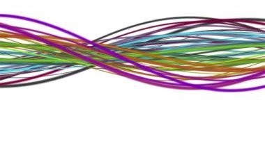 Yavaş çekimde çizgili dalga nesnesi ile fantastik video animasyonu, 4096x2304 döngü 4K