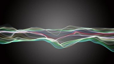 Parçacık dalga nesnesi ile fantastik video animasyonu yavaş çekim ve metin için boşluk, 4096x2304 döngü 4K