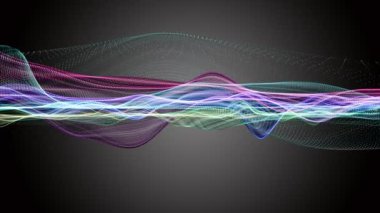 Parçacık dalgası nesnesinin ağır çekimde fantastik video animasyonu, 4096x2304 döngü 4K