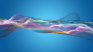 Parçacık dalgası nesnesinin ağır çekimde fantastik video animasyonu, 4096x2304 döngü 4K