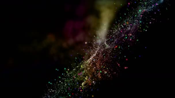 Φουτουριστικό Βίντεο Κινουμένων Σχεδίων Πολύχρωμο Αντικείμενο Κύμα Και Σωματίδια Glitter — Αρχείο Βίντεο