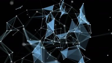 Yavaş çekimde parıldayan üçgenlerle gelecekteki pleksus video animasyonu, 4096x2304 döngüsü 4K