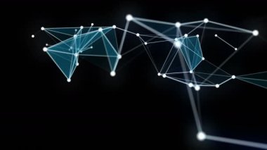 Yavaş çekimde parıldayan üçgenlerle gelecekteki pleksus video animasyonu, 4096x2304 döngüsü 4K