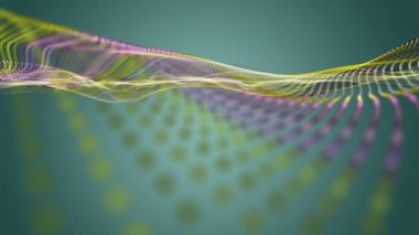 Parçacık dalgası nesnesinin ağır çekimde fantastik video animasyonu, 4096x2304 döngü 4K