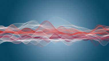 Parçacık dalgası nesnesinin ağır çekimde fantastik video animasyonu, 4096x2304 döngü 4K