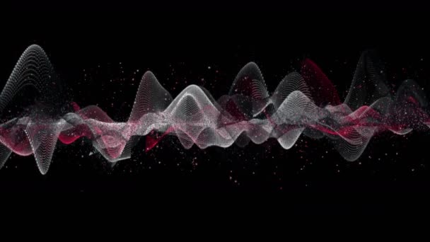 Futuristische Video Animatie Met Wave Object Glitter Deeltjes Slow Motion — Stockvideo