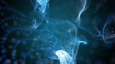 Parçacık dalga nesnesiyle gelecek video animasyonu yavaş çekimde, 4096x2304 döngü 4K