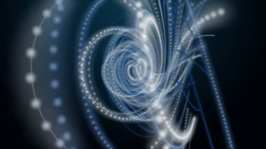 Parçacık çizgili dalga nesnesiyle gelecek video animasyonu, 4096x2304 döngü 4K