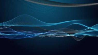 Parçacık dalga nesnesi ile fantastik video animasyonu yavaş çekim ve metin için boşluk, 4096x2304 döngü 4K