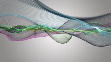 Parçacık dalgası nesnesinin ağır çekimde fantastik video animasyonu, 4096x2304 döngü 4K