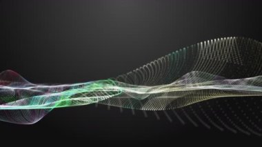 Parçacık dalga nesnesi ile fantastik video animasyonu yavaş çekim ve metin için boşluk, 4096x2304 döngü 4K