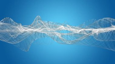 Parçacık dalgası nesnesinin ağır çekimde fantastik video animasyonu, 4096x2304 döngü 4K