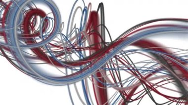 Yavaş çekimde çizgili dalga nesnesi ile fantastik video animasyonu, 4096x2304 döngü 4K