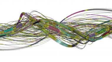 Yavaş çekimde çizgili dalga nesnesi ile fantastik video animasyonu, 4096x2304 döngü 4K