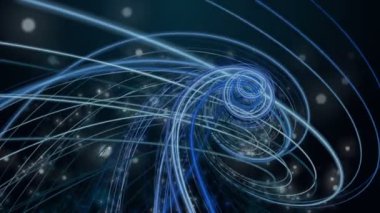 Parçacık çizgili nesne ile gelecek video animasyonu yavaş çekimde, 4096x2304 döngü 4K