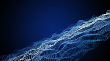 Parçacık dalgası nesnesinin ağır çekimde fantastik video animasyonu, 4096x2304 döngü 4K