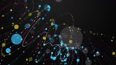 Parçacık çizgili nesne ile gelecek video animasyonu yavaş çekimde, 4096x2304 döngü 4K
