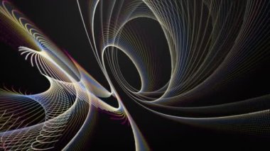 Parçacık çizgili nesne ile gelecek video animasyonu yavaş çekimde, 4096x2304 döngü 4K