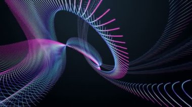 Yavaş çekimde çizgili dalga nesnesi ile gelecek video animasyonu, 4096x2304 döngü 4K