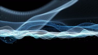 Parçacık dalga nesnesiyle gelecek video animasyonu yavaş çekimde, 4096x2304 döngü 4K