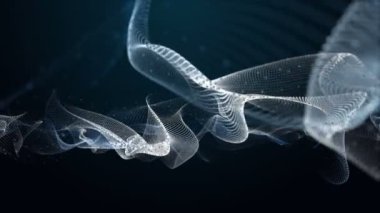 Parçacık dalga nesnesiyle gelecek video animasyonu yavaş çekimde, 4096x2304 döngü 4K