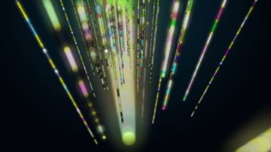 Yavaş çekimde parlayan çizgili nesnelerle gelecek video animasyonu, 4096x2304 döngü 4K