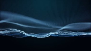 Parçacık dalga nesnesiyle gelecek video animasyonu yavaş çekimde, 4096x2304 döngü 4K