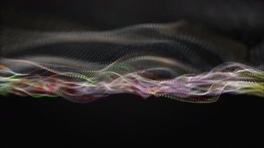 Parçacık dalga nesnesiyle gelecek video animasyonu yavaş çekimde, 4096x2304 döngü 4K