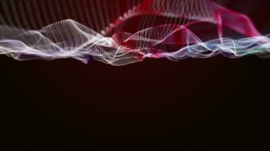 Parçacık dalga nesnesi ile fantastik video animasyonu yavaş çekim ve metin için boşluk, 4096x2304 döngü 4K