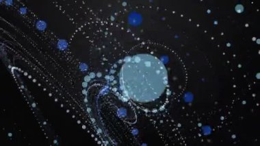 Parçacık çizgili nesne ile gelecek video animasyonu yavaş çekimde, 4096x2304 döngü 4K