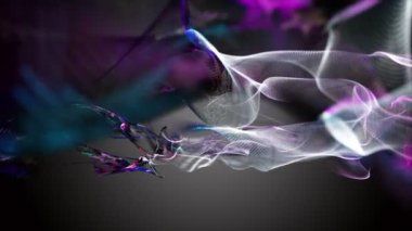 Parçacık dalgası nesnesinin ağır çekimde fantastik video animasyonu, 4096x2304 döngü 4K