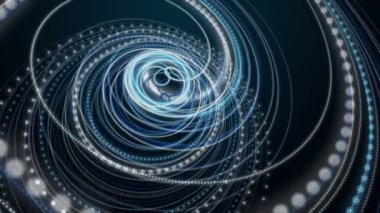 Parçacık çizgili dalga nesnesiyle gelecek video animasyonu, 4096x2304 döngü 4K