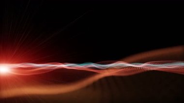 Dalga nesnesi ile gelecek video animasyonu ve yavaş çekimde parlayan ışık, 4096x2304 döngü 4K