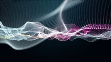 Parçacık dalga nesnesiyle gelecek video animasyonu yavaş çekimde, 4096x2304 döngü 4K