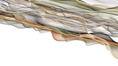 Parçacık dalga nesnesi ile fantastik video animasyonu yavaş çekim ve metin için boşluk, 4096x2304 döngü 4K