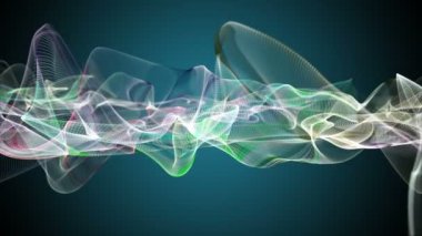 Parçacık dalgası nesnesinin ağır çekimde fantastik video animasyonu, 4096x2304 döngü 4K