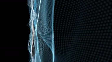 Parçacık dalga nesnesiyle gelecek video animasyonu yavaş çekimde, 4096x2304 döngü 4K