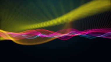 Parçacık dalga nesnesiyle gelecek video animasyonu yavaş çekimde, 4096x2304 döngü 4K