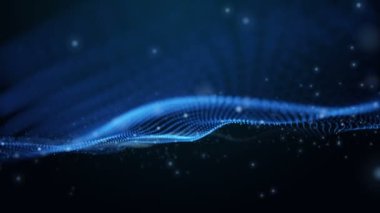 Parçacık dalga nesnesiyle gelecek video animasyonu yavaş çekimde, 4096x2304 döngü 4K