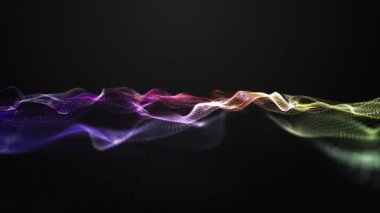 Parçacık dalga nesnesiyle gelecek video animasyonu yavaş çekimde, 4096x2304 döngü 4K