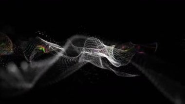 Parçacık dalga nesnesiyle gelecek video animasyonu yavaş çekimde, 4096x2304 döngü 4K