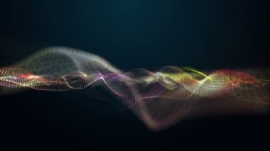 Parçacık dalga nesnesiyle gelecek video animasyonu yavaş çekimde, 4096x2304 döngü 4K