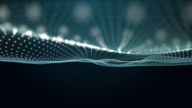 Parçacık dalga nesnesiyle gelecek video animasyonu yavaş çekimde, 4096x2304 döngü 4K