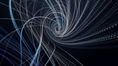 Parçacık çizgili nesne ile gelecek video animasyonu yavaş çekimde, 4096x2304 döngü 4K