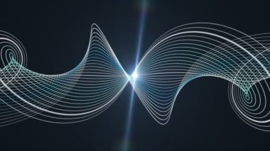 Çizgili dalga nesnesi ve yavaş çekimde ışık ile gelecek video animasyonu, 4096x2304 döngü 4K