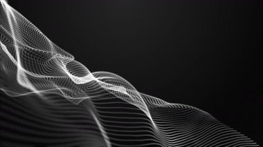 Parçacık dalga nesnesi ile sihirli video animasyonu yavaş çekim ve metin için boşluk, 4096x2304 döngü 4K