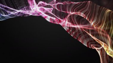 Metin için parçacık dalga nesnesi ve uzayda gelecek video animasyonu, 4096x2304 döngü 4K