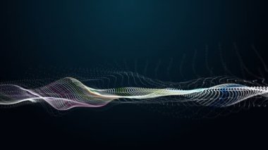 Metin için parçacık dalga nesnesi ve uzayda gelecek video animasyonu, 4096x2304 döngü 4K